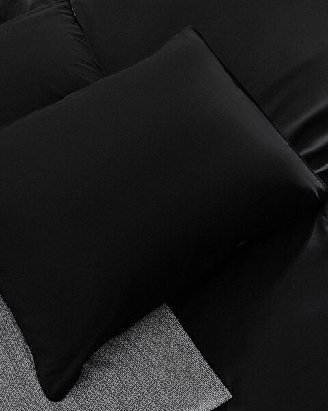 Vachel King Size 100 % Baumwolle bedrucktes Satin-Bettbezug-Set – Anthrazit - 7