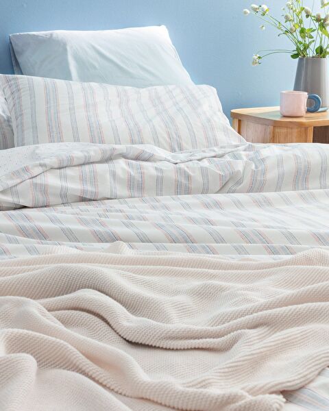 Avery kingsize 100% katoenen Ranforce bedrukte dekbedovertrekset - blauw/roze - 3