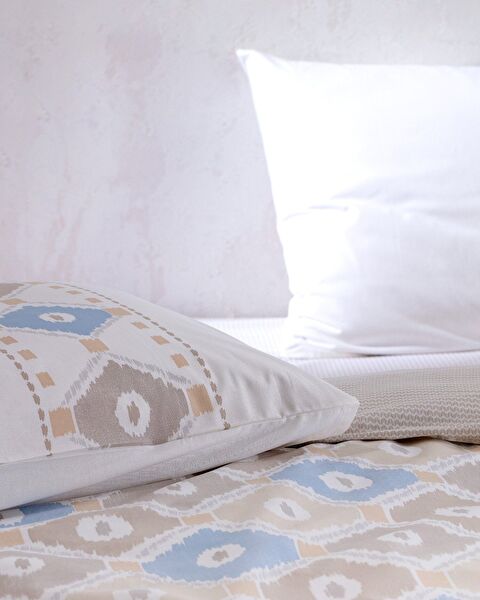 Avril King Size 100% Cotton Ranforce Printed Duvet Cover Set - Beige - 2