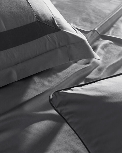 Samoa King Size Bamboo Satin Duvet Cover Set - Gray - 6