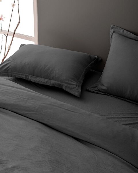 Mona kingsize microvezel elastische dekbedovertrekset - antraciet - 3