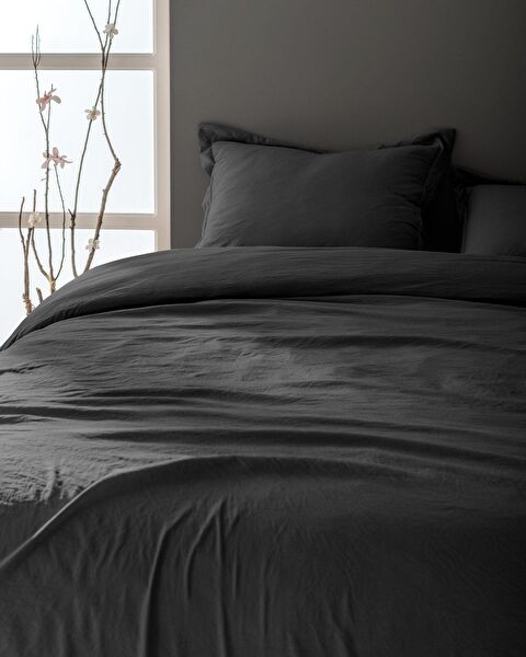 Mona kingsize microvezel elastische dekbedovertrekset - antraciet - 1