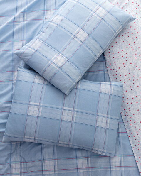 Blanch kingsize katoenen dekbedovertrekset met print - Blauw - 2