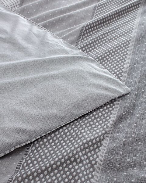 Ensemble de housse de couette imprimé en coton King Size Hugo - Gris - 4