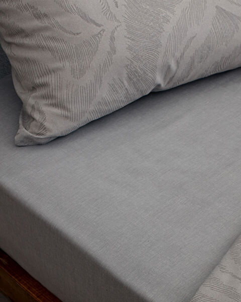 Ensemble de housse de couette imprimé en coton Coyan King Size - Gris - 3