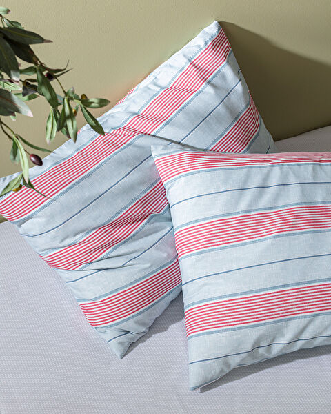 Marc King Size Printed Duvet Cover Set - Blue/Red - 4