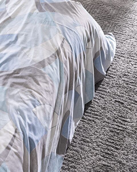 Ensemble de housse de couette imprimé en coton King Size Achille - Turquoise - 4