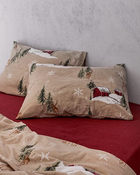 Charlen Super Kingsize dekbedovertrekset van 100% katoenflanel - Beige - 2