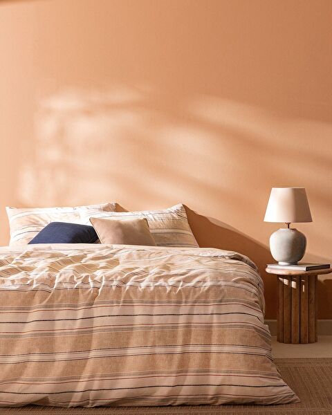 Elodie Ranforce dekbedovertrekset van 100% katoen met print - Beige - 0