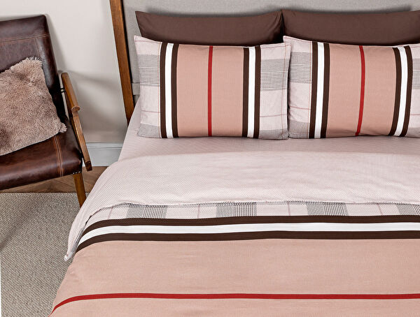 Leeroy Single-bedrucktes Ranforce-Bettbezug-Set aus 100 % Baumwolle – Braun - 1