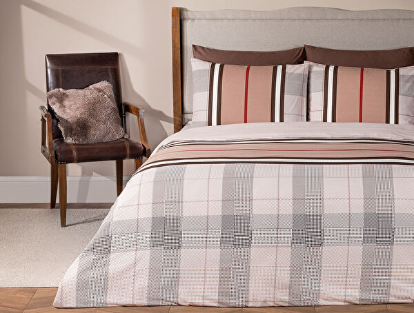 Leeroy Single-bedrucktes Ranforce-Bettbezug-Set aus 100 % Baumwolle – Braun - 0