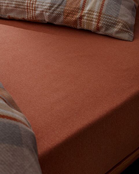 Gustave Single 100% Cotton Flannel Duvet Cover Set - Beige/Orange - 3