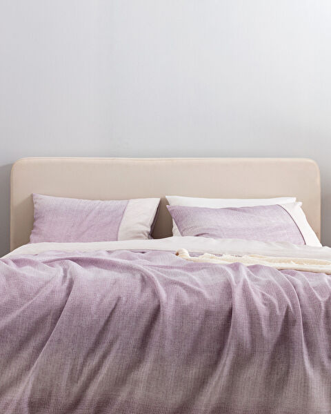 Adelya Tek Kişilik %100 Pamuk Madame Coco Crep Baskılı Nevresim Takımı - Mürdüm - 1