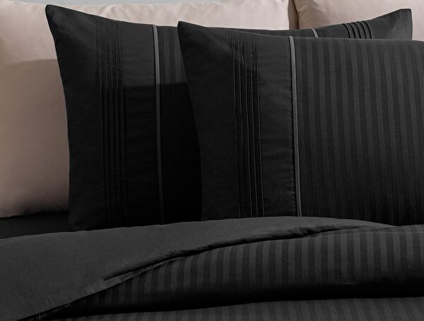 Mousse eenpersoons geribbeld dekbedovertrekset - zwart - 3