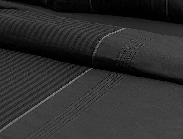 Mousse eenpersoons geribbeld dekbedovertrekset - zwart - 4