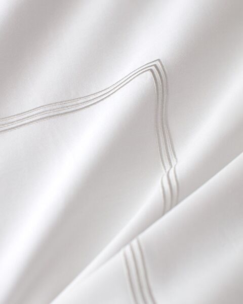 Ensemble de housse de couette en satin brodé taille familiale Lilas - Gris clair - 7