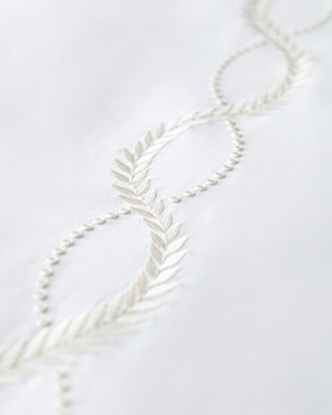 Marguerite Family Size Embroidered Satin Duvet Cover Set - Ecru - 6