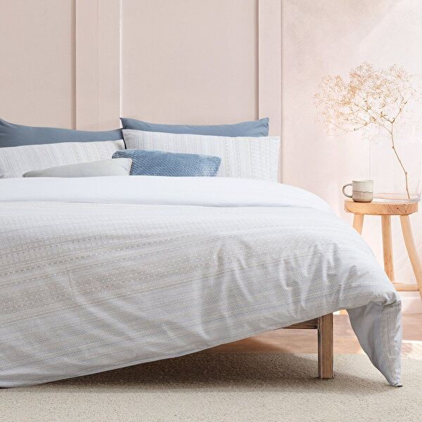 Niort Eenpersoons Ranforce Dekbedovertrekset met print - Beige - 0