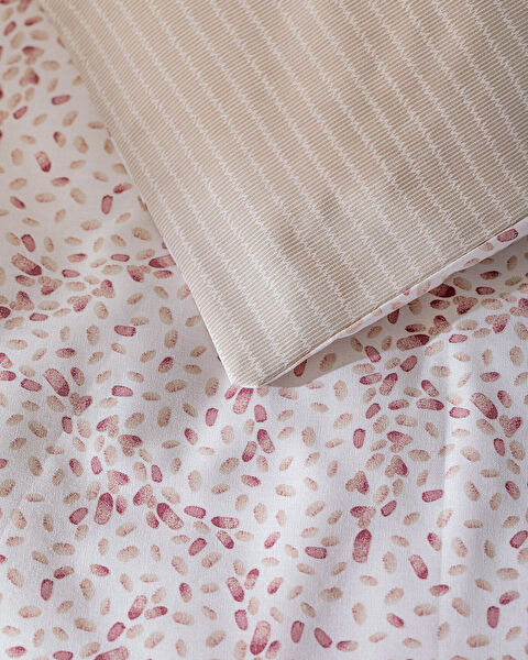 Octave Single Elastic 100% Cotton Ranforce Printed Duvet Cover Set - Powder - 3