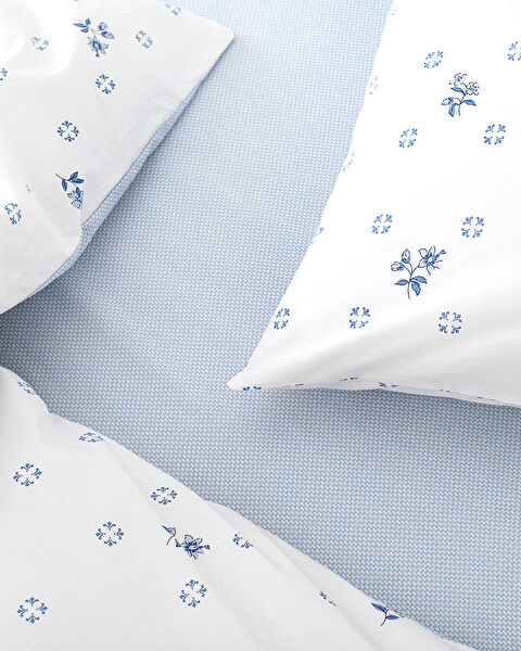 Dace Ranforce dekbedovertrekset met elastische lakens, één maat, blauw - 5