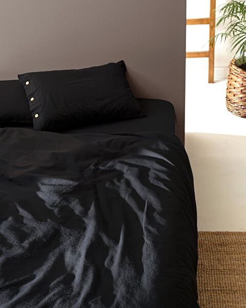 Linda Eenpersoons wasbare seersucker dekbedovertrekset - 1