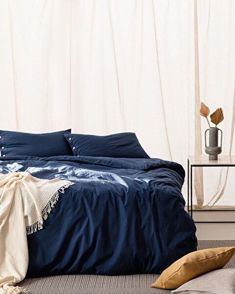 Linda Single Washable Seersucker Duvet Cover Set - 0