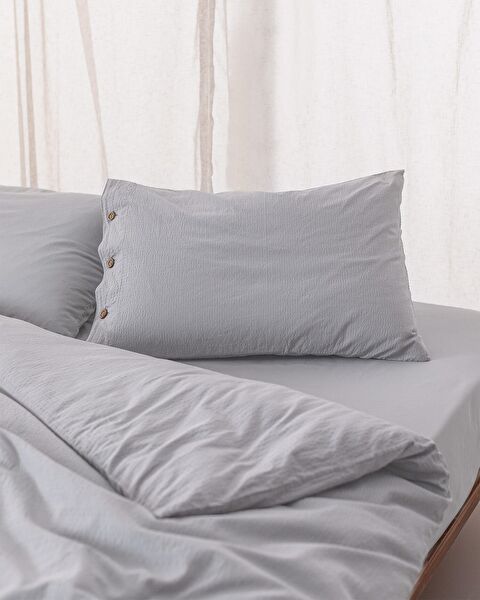 Linda Single Washable Seersucker Duvet Cover Set - 3