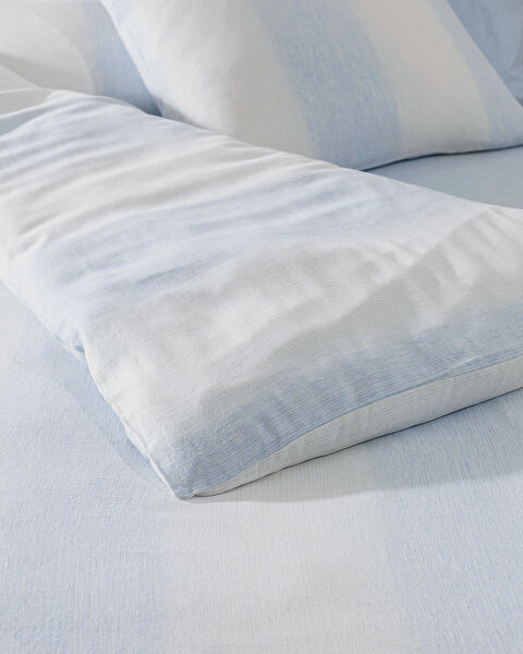 Berthe Single Cotton Dobby Duvet Cover Set - Light Blue - 3