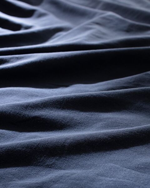 Aimon eenpersoons dekbedovertrekset van 100% gewassen katoen met striksluiting - blauw/marineblauw - 6