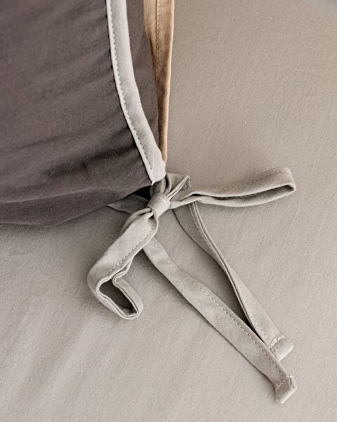 Aimon eenpersoons dekbedovertrekset van 100% gewassen katoen, antraciet/beige - 4