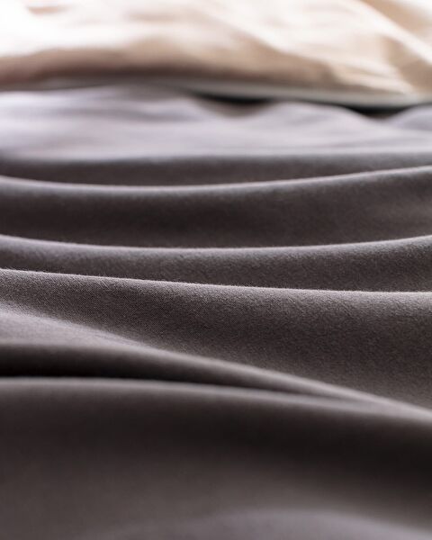 Aimon eenpersoons dekbedovertrekset van 100% gewassen katoen, antraciet/beige - 5