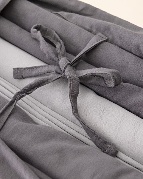 Aimon eenpersoons dekbedovertrekset van 100% gewassen katoen, antraciet/beige - 8