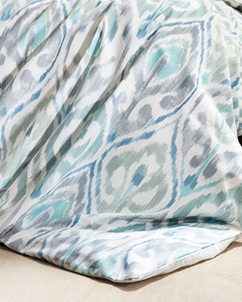 Norris Tek Kişilik %100 Pamuk Ranforce Lastikli Baskılı Nevresim Takımı - Gri/Mint - 3