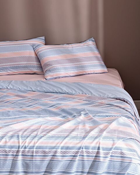 Favor Eenpersoons dekbedovertrekset van 100% katoen met Ranforce-print - Blauw - 1