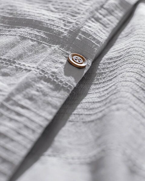 Rosalie Tek Kişilik %100 Pamuk Armürlü Nevresim Takımı - Açık Gri - 7