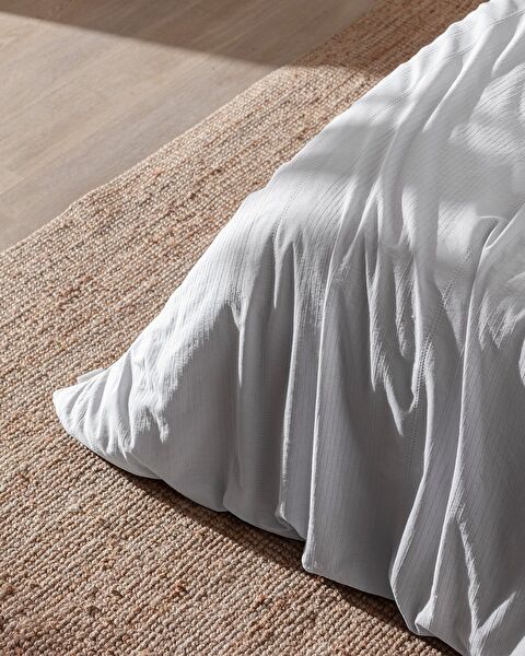 Rosalie Tek Kişilik %100 Pamuk Armürlü Nevresim Takımı - Açık Gri - 4