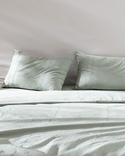 Rosalie Tek Kişilik %100 Pamuk Armürlü Nevresim Takımı - Haki - 3