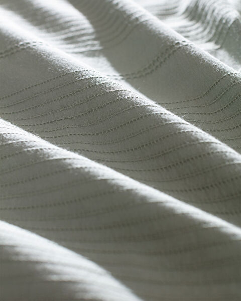 Rosalie Tek Kişilik %100 Pamuk Armürlü Nevresim Takımı - Haki - 8