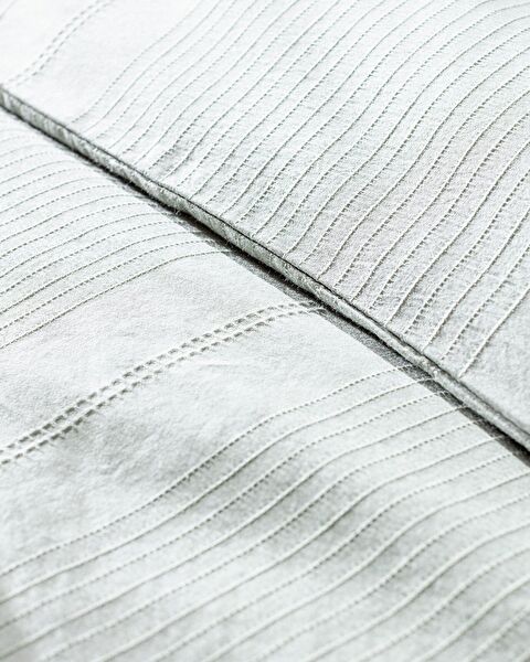 Rosalie Tek Kişilik %100 Pamuk Armürlü Nevresim Takımı - Haki - 6