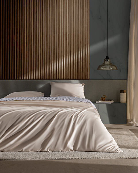 Bern Tek Kişilik %100 Pamuk Baskılı Saten Nevresim Takımı - Bej - 0