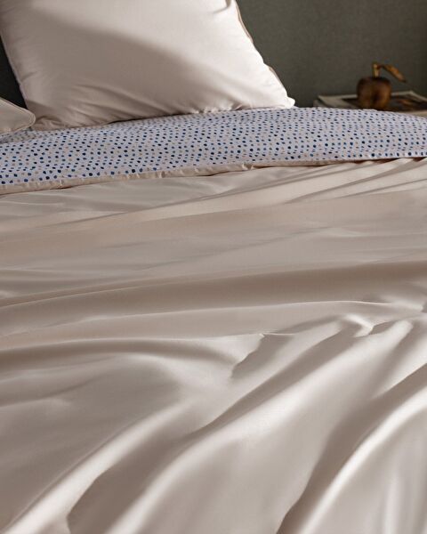 Bern Tek Kişilik %100 Pamuk Baskılı Saten Nevresim Takımı - Bej - 2