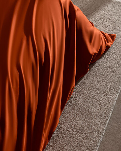 Delit Single 100% Cotton Printed Satin Duvet Cover Set - Orange - 6