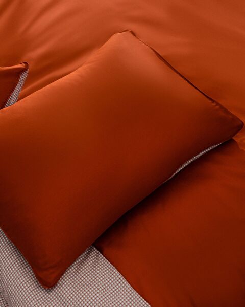 Delit Single 100% Cotton Printed Satin Duvet Cover Set - Orange - 5