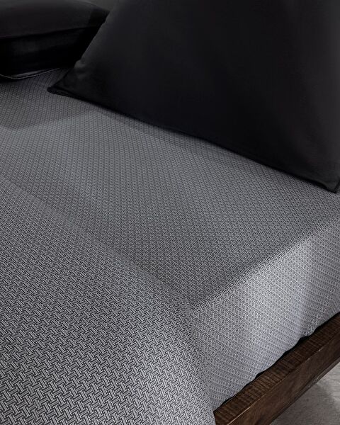 Vachel Tek Kişilik %100 Pamuk Baskılı Saten Nevresim Takımı - Antrasit - 2