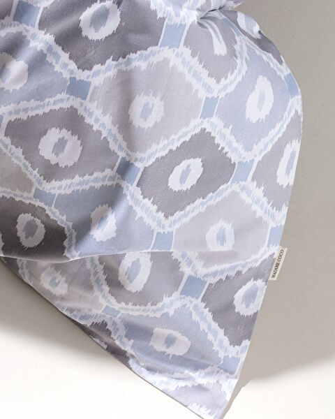 Avril Single 100% Cotton Ranforce Printed Duvet Cover Set - Grey/Blue - 4