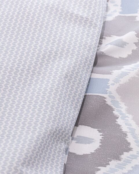 Avril Single 100% Cotton Ranforce Printed Duvet Cover Set - Grey/Blue - 5