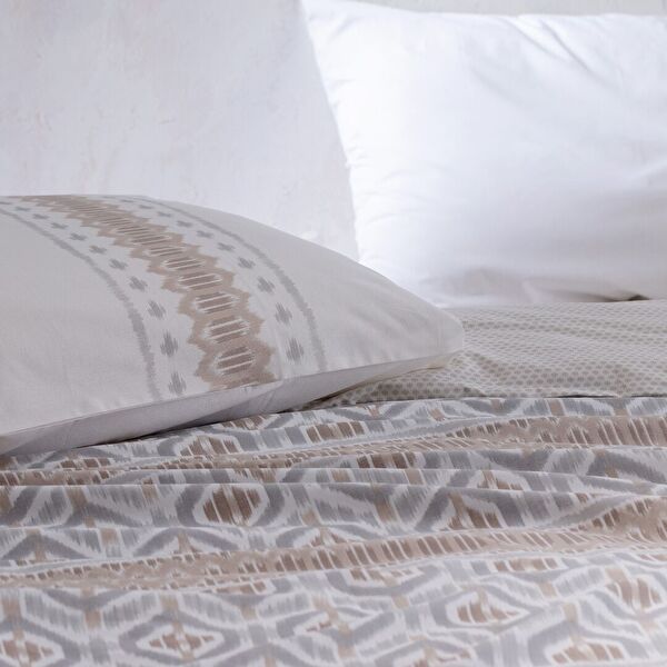 Abrial Tek Kişilik %100 Pamuk Ranforce Baskılı Nevresim Takımı - Bej/Gri - 2