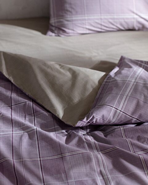 Amata Tek Kişilik %100 Pamuk Ranforce Baskılı Nevresim Takımı - Mürdüm - 3