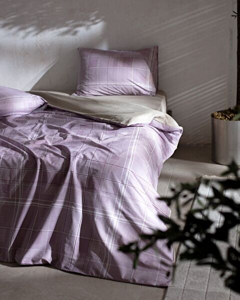 Amata Tek Kişilik %100 Pamuk Ranforce Baskılı Nevresim Takımı - Mürdüm - 1