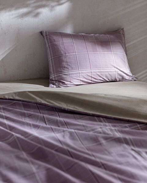 Amata Tek Kişilik %100 Pamuk Ranforce Baskılı Nevresim Takımı - Mürdüm - 2